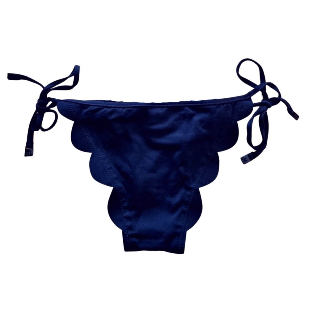 NWOT Seafolly Petal Edge Brazilian Size Tie Bikini Bottom in Navy Sz. 4 - Picture 5 of 5